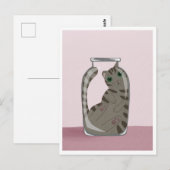 Postcard - Cute Cat in Glass Briefkaart (Voorkant / Achterkant)