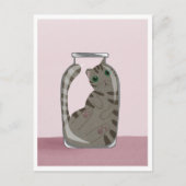 Postcard - Cute Cat in Glass Briefkaart (Voorkant)