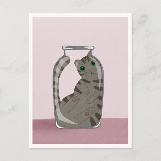 Postcard - Cute Cat in Glass Briefkaart (Voorkant)