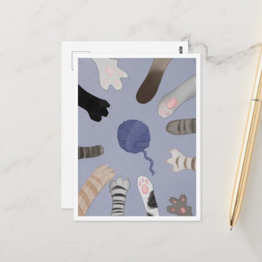 Postcard - Cute Paws Briefkaart (Voorkant / Achterkant in situ)