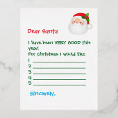 Postcard - Dear Santa I Would Like... Folie Feestdagen Briefkaart (Voorkant)