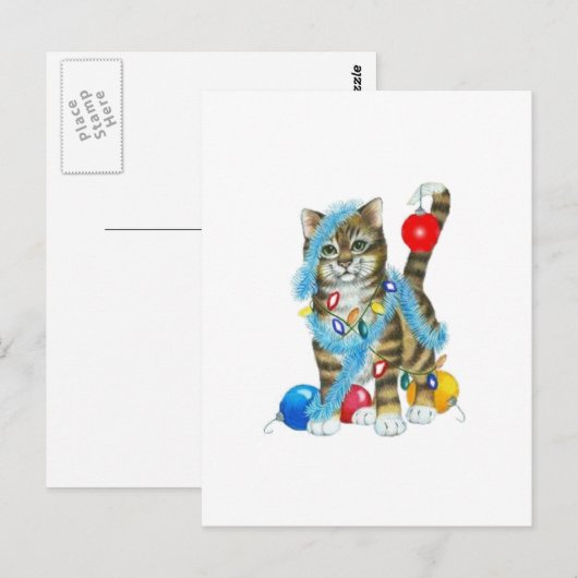POSTCARD DECORATED KITTY BRIEFKAART (Voorkant / Achterkant)