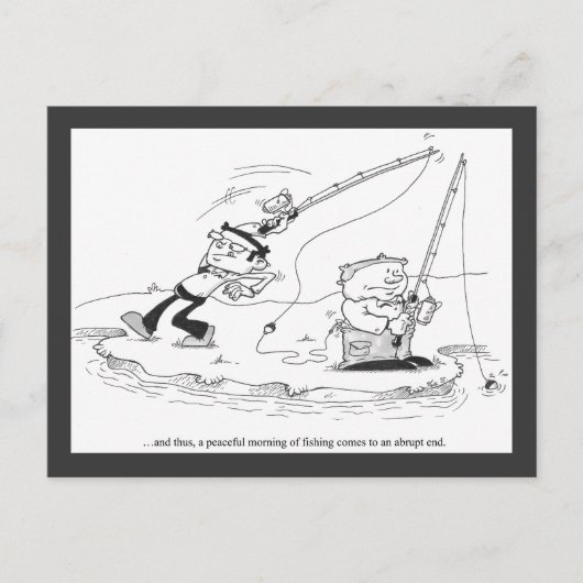 Postcard - Fishing Cartoon - Abrupt End Briefkaart (Voorkant)