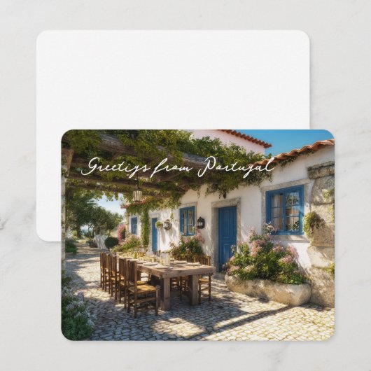 Postcard from Portugal, terrace Feestdagenkaart (Voorkant / Achterkant)