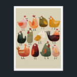 Postcard. Funny Birds Briefkaart<br><div class="desc">Collectible postcard. Interesting drawing ideas. Funny birds.</div>