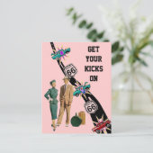 Postcard GET YOUR KICKS ON ROUTE 66 Retro Style Briefkaart (Staand voorkant)
