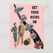 Postcard GET YOUR KICKS ON ROUTE 66 Retro Style Briefkaart (Voorkant)
