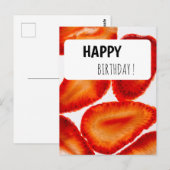 Postcard Happy Birthday Erdbeeren modern Look Briefkaart (Voorkant / Achterkant)