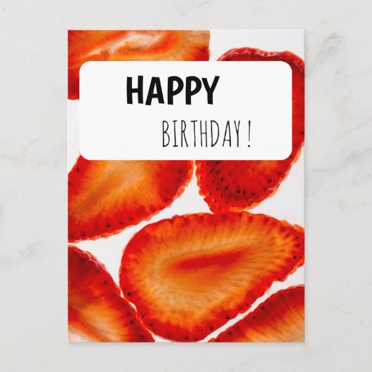 Postcard Happy Birthday Erdbeeren modern Look Briefkaart (Voorkant)