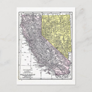 Postcard: Map of California and Nevada, 1921 Briefkaart