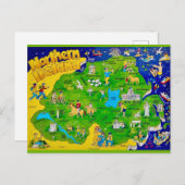 Postcard met leuke kaart van Noord-Ierland (Voorkant / Achterkant)