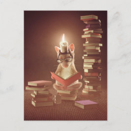 Postcard: "Mouse reading a book" Briefkaart