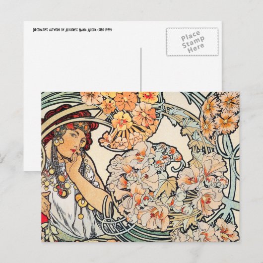 Postcard: Mucha - Language of Flowers Briefkaart (Voorkant / Achterkant)