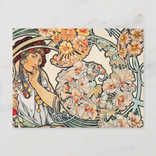 Postcard: Mucha - Language of Flowers Briefkaart