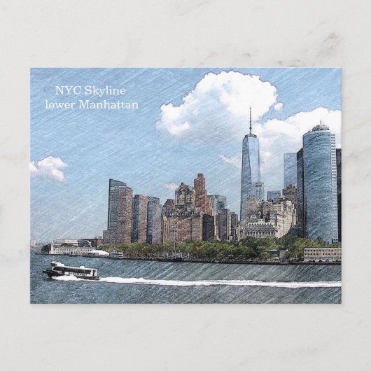 POSTCARD NYC SKYLINE lower Manhattan Briefkaart (Voorkant)