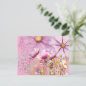Postcard Postkarte Blumen, rosa Briefkaart (Staand voorkant)