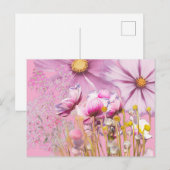 Postcard Postkarte Blumen, rosa Briefkaart (Voorkant / Achterkant)
