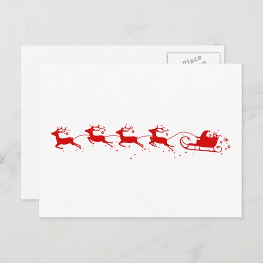 Postcard Reindeers and Santa Claus Feestdagenkaart (Voorkant / Achterkant)
