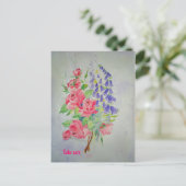 Postcard Roses and Digitalis Briefkaart (Staand voorkant)