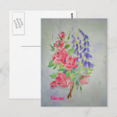Postcard Roses and Digitalis Briefkaart (Voorkant / Achterkant)