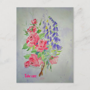 Postcard Roses and Digitalis Briefkaart