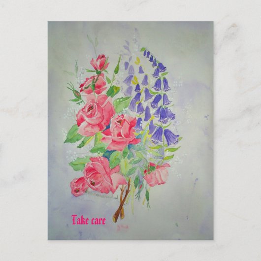 Postcard Roses and Digitalis Briefkaart (Voorkant)