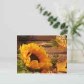 Postcard, Rustic Country Fall Sunflower Butterfly Briefkaart (Staand voorkant)