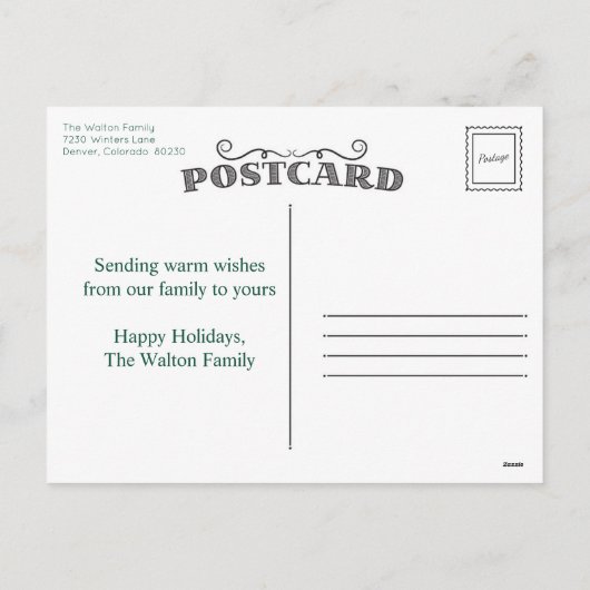 Postcard Season’s Greetings Christmas Watercolor  Feestdagenkaart (Achterkant)