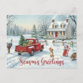 Postcard Season’s Greetings Christmas Watercolor  Feestdagenkaart (Voorkant)