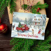 Postcard Season’s Greetings Christmas Watercolor  Feestdagenkaart