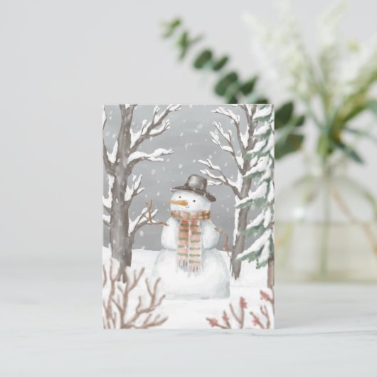 Postcard - Snowman Feestdagenkaart (Staand voorkant)