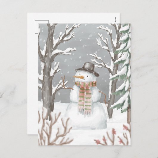 Postcard - Snowman Feestdagenkaart (Voorkant / Achterkant)