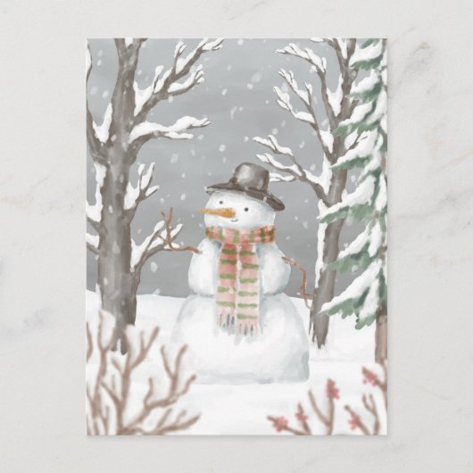 Postcard - Snowman Feestdagenkaart (Voorkant)
