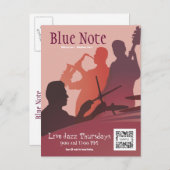 Postcard Template Event Jazz Band Briefkaart (Voorkant / Achterkant)