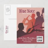 Postcard Template Event Jazz Band Briefkaart (Voorkant / Achterkant)
