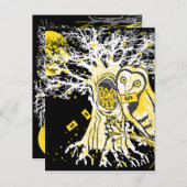 Postcard – Urban Tree Owl & Wealth Surreal Pop-Art Briefkaart (Voorkant / Achterkant)