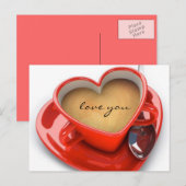 postcard, valentine's day,coffee, love feestdagenkaart (Voorkant / Achterkant)