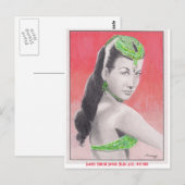 Postcard w/orig art, Turkish Dancer Nejla Ates Briefkaart (Voorkant / Achterkant)