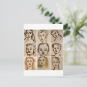 Postcard with 9 small faces- Number 2 Briefkaart (Staand voorkant)