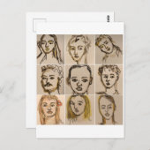 Postcard with 9 small faces- Number 2 Briefkaart (Voorkant / Achterkant)
