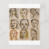 Postcard with 9 small faces- Number 2 Briefkaart (Voorkant)