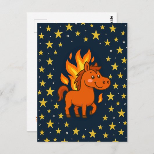 Postcard with a red horses briefkaart (Voorkant / Achterkant)