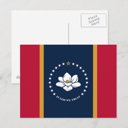 Postcard with Flag of Mississippi State, USA Briefkaart (Voorkant / Achterkant)