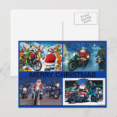 POSTCARD WITH FOUR SANTA MOTORCYCLE SCENT FEESTDAGENKAART (Voorkant / Achterkant)