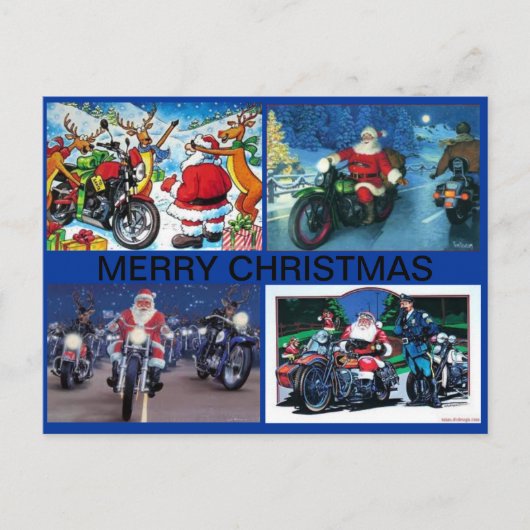 POSTCARD WITH FOUR SANTA MOTORCYCLE SCENT FEESTDAGENKAART (Voorkant)