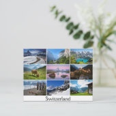 Postcard with landscapes and the text: Switzerland Briefkaart (Staand voorkant)
