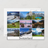 Postcard with landscapes and the text: Switzerland Briefkaart (Voorkant / Achterkant)