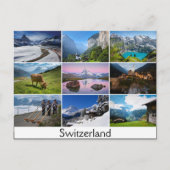 Postcard with landscapes and the text: Switzerland Briefkaart (Voorkant)