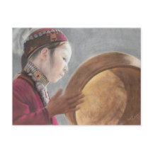 Postcard with Pastel of Afghan Girl