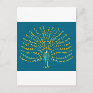 Postcard with Peacock Illustration Briefkaart